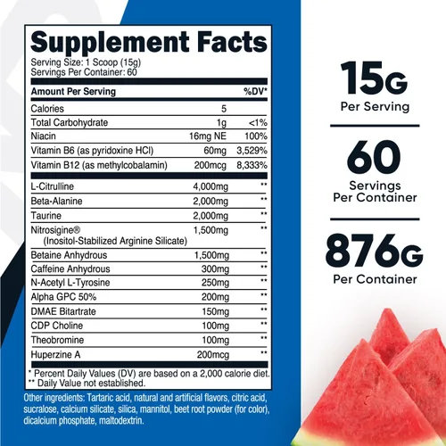Miniatura 2 de Nutricost Xtreme preentrenamiento, sandía, 60 porciones, vegetariano, sin OMG y sin gluten (Pre-X)