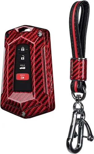 Miniatura 8 de Funda para llavero de coche para Toyota 86 GT86 Avalon C-HR Camry Corolla Highlander Prado Prius RAV4 carcasa de fibra de carbono, Negro / rojo +