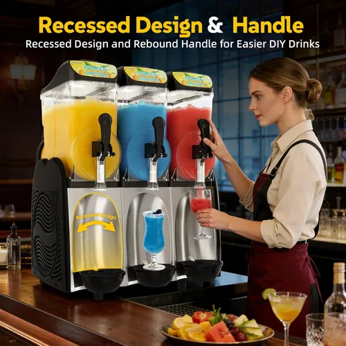 Miniatura 5 de Máquina comercial de granizado de 12 galones, máquina de margarita congelada para mockaritas congeladas, máquina de granizado de 110 V/60 Hz con 3