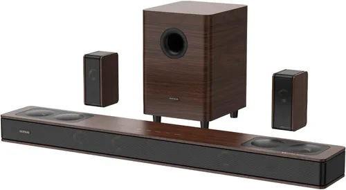 Miniatura 10 de Sistema de sonido envolvente virtual 5.1.2 de madera, 4 altavoces envolventes con cable, potencia máxima de 400 W, barras de sonido para Smart TV