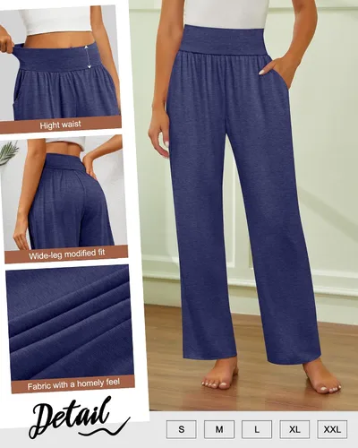 Miniatura 67 de Neer - Conjunto de 3 pantalones de yoga de pierna ancha para mujer - Pantalones deportivos cómodos, holgados, de cintura alta y casuales