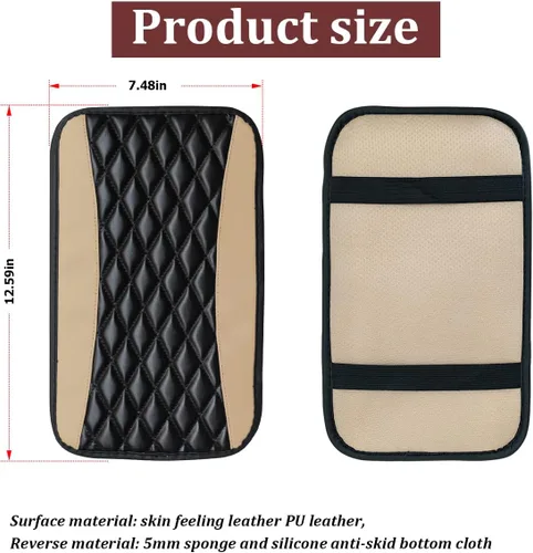 Miniatura 2 de Moly Magnolia Cojín Acolchado para Consola Central de Automóvil, Cubierta Protectora Universal de Cuero Impermeable para Caja de Asiento