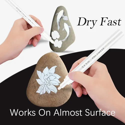 Miniatura 6 de SFAIH Rotuladores de pintura acrílica blancos - Marcadores de pintura, bolígrafos de pintura - Paquete de 8 marcadores acrílicos para pintar sobre 8