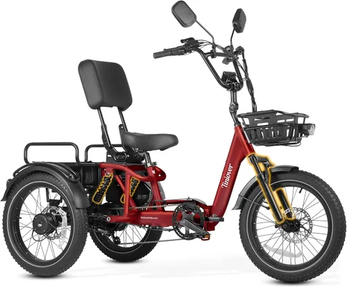 Miniatura 14 de Full Suspension Folding Electric Tricycle for Adults, Aluminum Alloy, Torque Sensor, 20MPH 100Miles 20×3 inch Fat Tire Electric Trike, 1200W 48V
