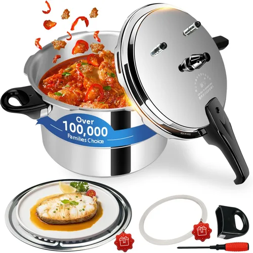 Miniatura 9 de Olla a presión de 8 cuartos de galón + aluminio, ollas de presión para cocinar olla a presión de 8 cuartos de galón, compatible con inducción