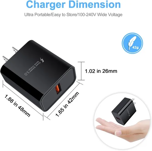 Miniatura 5 de Enchufe de cargador USB, carga rápida 3.0, bloque de carga rápida, caja de cubo para iPhone, Samsung Galaxy S23 A14 A54 S22 S21 Note20 S10 A10e S9