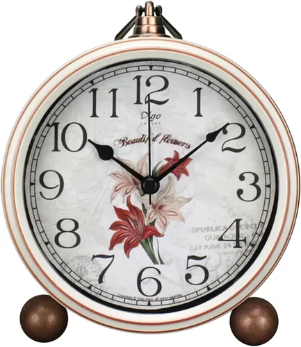Miniatura 10 de Maxspace Reloj analógico de 5.2 pulgadas, reloj de escritorio retro silencioso sin tictac y funciona con pilas con movimiento de cuarzo, decoración