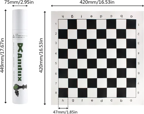 Miniatura 2 de Andux Juego de Ajedrez Piezas de Ajedrez y Tablero Rollable QPXQ-01 (Negro, 13.8x13.8 in)