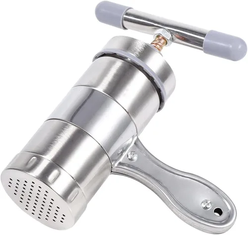 Miniatura 7 de Máquina de fideos, máquina manual portátil de pasta de acero inoxidable con prensa exprimidora de fideos de 5 troqueles, fácil de lavar
