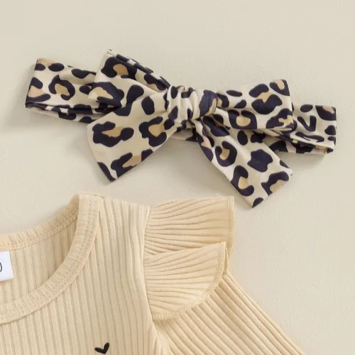 Miniatura 52 de Kuriozud Conjunto de mameluco con volantes para bebé recién nacida, con volantes, lindo conjunto de pantalones acampanados con diadema