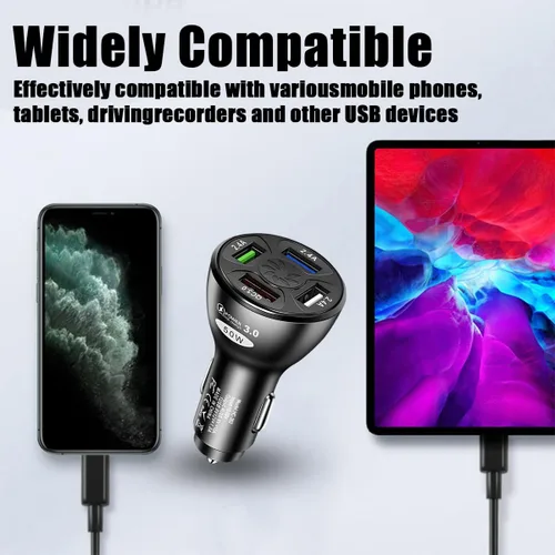 Miniatura 4 de Ankuee Cargador de coche USB, 4 puertos de 50 W con carga QC 3.0 súper rápida, adaptador de cargador USB para encendedor de cigarrillos, accesorios
