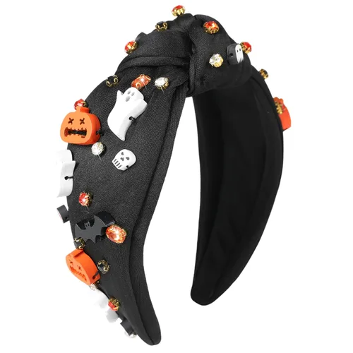 Miniatura 9 de Diademas de fantasma de Halloween para mujer, diadema de araña espeluznante con cuentas de diamantes de imitación de cristal, accesorios
