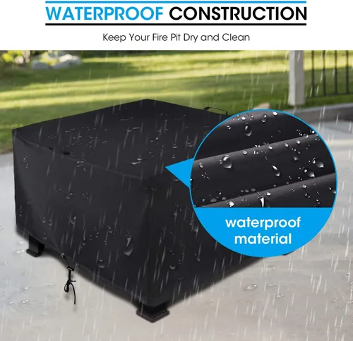 Miniatura 3 de Unicook Funda cuadrada para hoguera de 38 pulgadas, resistente e impermeable, protector para fogata al aire libre con cordón y asas, protección