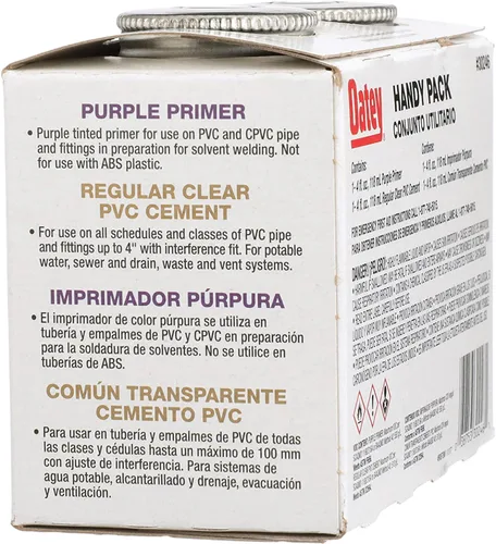 Miniatura 7 de Oatey 30246 4 oz. Cemento transparente de PVC regular y 4 oz. NSF Purple Primer Handy Pack