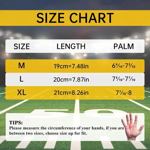 Miniatura 7 de HANDLANDY Football Gloves Men, Sticky Wide Receiver Grip Gloves, Stretch Fit Football Glove Adult