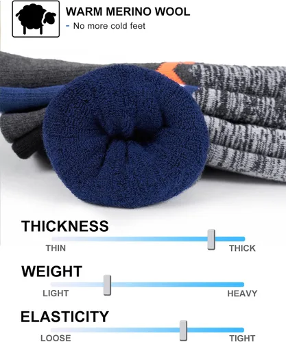 Miniatura 3 de Fitrell Paquete de 23 calcetines de esquí para hombre, para esquí, snowboard, calcetines cálidos de lana de invierno acolchados