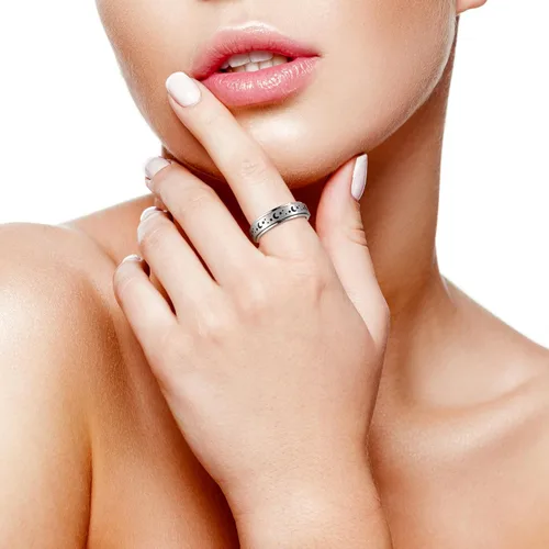 Miniatura 9 de Anillos giratorios para aliviar la ansiedad y la ansiedad para mujeres, 0.236 pulgadas, acero inoxidable, para aliviar la preocupación y el estrés