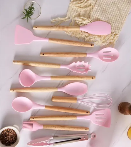 Miniatura 4 de Juego de utensilios de cocina y cuchillos de 19 piezas - incluye: 9 utensilios de cocina de silicona - 5 cuchillos de chef afilados de acero