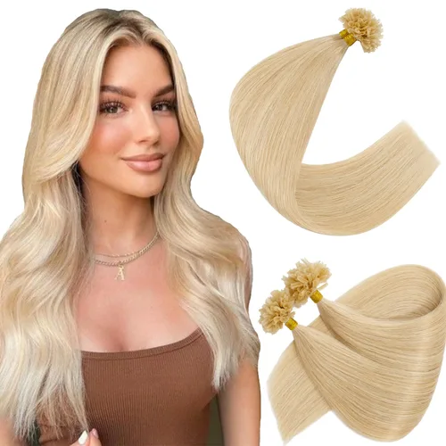 Miniatura 12 de Extensiones de cabello humano con punta en U, con queratina de fusión caliente, extensiones de cabello humano real, extensiones de cabello Remy