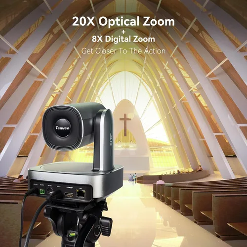 Miniatura 4 de Tenveo Cámara PTZ 4K AI Humanoid & Seguimiento Automático de Cara 20X Zoom Óptico+8X Digital Zoom USB3.0/HDMI/LAN PoE Cámara IP de Transmisión