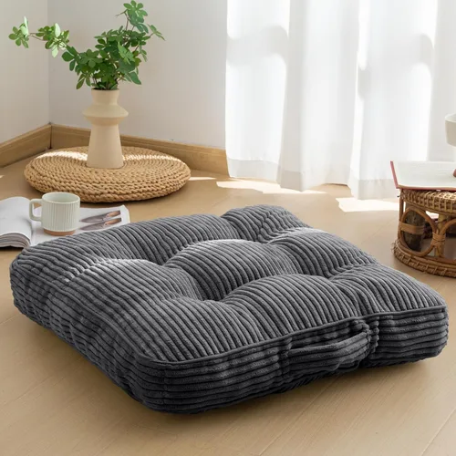 Miniatura 77 de HIGOGOGO Cojín de suelo para adultos, cojín de meditación, grande y redondo, funda de pana copetuda, para sala de estar o yoga, 22 x 22 pulgadas