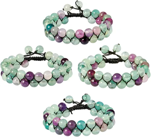 Miniatura 4 de TUMBEELLUWA Pulsera de cuentas de piedra de 0.315in de doble capa ajustable de meditación de poder de curación de pulseras de cristal