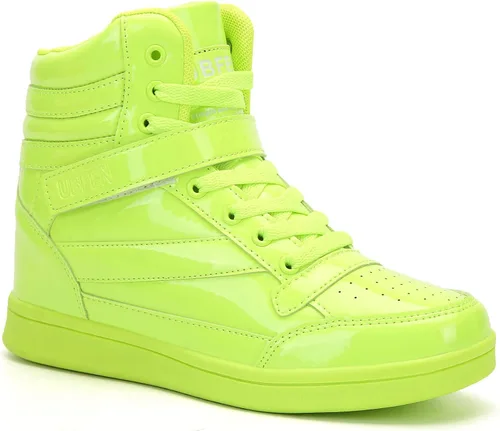 Miniatura 7 de UBFEN Womens High Top Ankle Support Sneakers Vibrant Colour Hidden Wedge Heel Retro 80s Tennis Shoes for Girls Cosplay Removable Insole Footwear