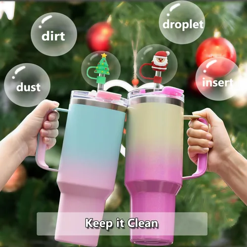Miniatura 3 de Stanley Cup30 y 40 onzas, 8 cubiertas de popote de Navidad de 0.4 pulgadas para Stanley, accesorios para copas Stanley, a prueba de polvo