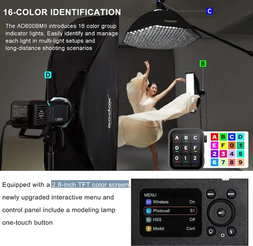 Miniatura 2 de Godox AD600BMII AD600BM II - Luz estroboscópica para exteriores, para fotografía, flash de estudio de 2.4G 600Ws, montaje Bowens GN87 con lámpara