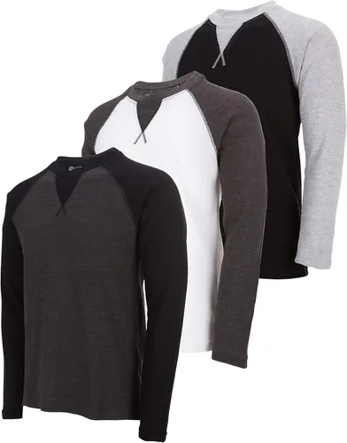 Miniatura 20 de DARESAY Paquete de 3: camiseta térmica de manga larga para hombre, camisetas de manga larga Henley & Crew para hombre, camisetas de manga larga