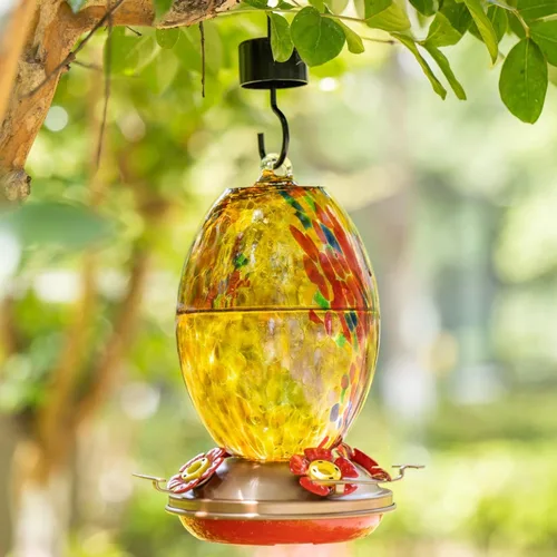 Miniatura 2 de Muse Garden Comedero de vidrio para colibríes para exteriores, comedero de colibríes de vidrio soplado de 27 onzas, regalo único para mamá, mujeres