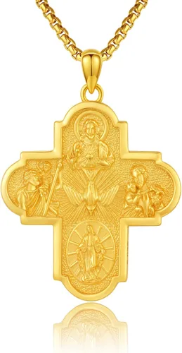 Miniatura 173 de Collar de plata de ley 925 con medalla de San Patrón, colgante de protección católica, amuleto, joyería religiosa para hombres y mujeres