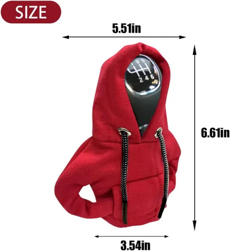 Miniatura 2 de JOYCOURT 2 fundas para palanca de cambios de automóvil, sudadera con capucha cálida y a la moda, perilla de cambio de automóvil, decoración de rojo