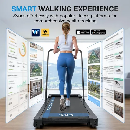 Miniatura 5 de WELLFIT - Cinta de correr plegable con inclinación del 10%, capacidad de más de 340 libras. Cintas de correr portátiles con manillar, para debajo