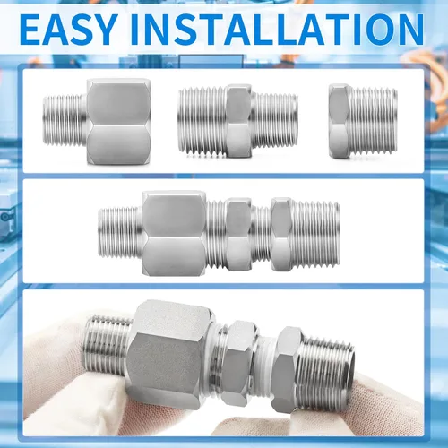 Miniatura 7 de ChillWaves Montaje de tubería de acero inoxidable 304, buje hexagonal reductor 1/2 pulgada NPT macho x adaptador de rosca hembra NPT de 1/4 pulgadas
