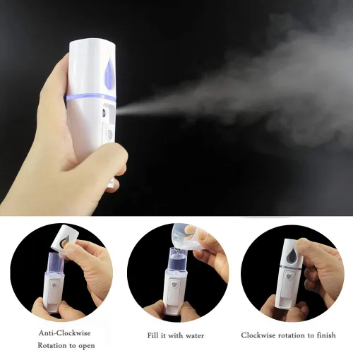 Miniatura 4 de Vaporizador Facial Portátil Nano Mini Atomizador Facial para Atomización de Extensiones de Pestañas con Espejo y Tanque de Agua Visual de 20ml