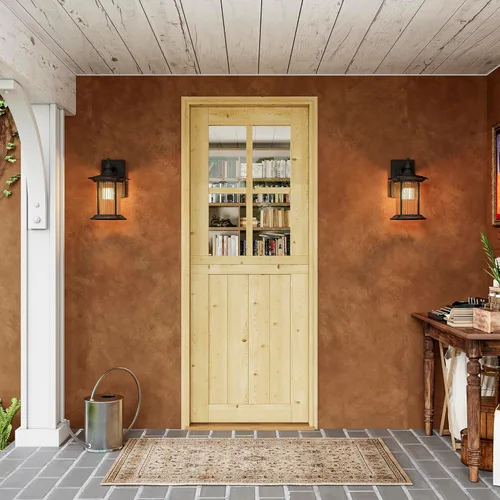 Miniatura 7 de Losa para puerta holandesa para interior y exterior, 30 x 80 pulgadas, universal 4 Lite vidrio templado dividida puerta individual, puerta de casa 4