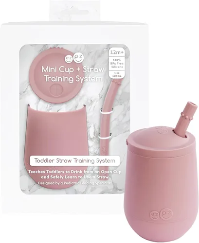 Miniatura 8 de ezpz Taza Mini + Sistema de Entrenamiento con Pajita (Azul) - 9 Meses+ - Taza de Entrenamiento 100% de Silicona para Bebés + Niños Pequeños