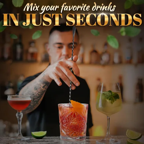 Miniatura 6 de Juego de 4 cucharas de bar para cóctel, cucharas mezcladoras – 30 cm de acero inoxidable con mango en espiral retorcido, buenas para cócteles, té