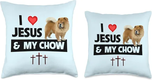 Miniatura 3 de I Love Jesus and My Chow Chow Dog Mom Dad Christian Cross Throw Pillow
