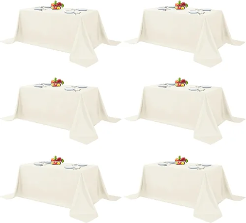 Miniatura 13 de Fitable - Paquete de 6 manteles redondos blancos - 120 pulgadas de diámetro - Manteles resistentes a las manchas y lavables, manteles de poliéster