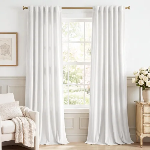 Miniatura 44 de StangH - Cortinas opacas de terciopelo con pestaña trasera, aislamiento térmico, para puerta corrediza, dormitorio, telón de fondo, estudio, teatro