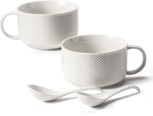 Miniatura 8 de Tazón de sopa de cerámica con asa: taza extra grande apta para microondas de 38 onzas para avena, cereales, desayuno, preparación de comidas
