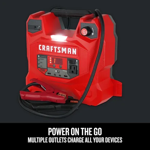Miniatura 3 de CRAFTSMAN Arrancador de batería de coche de 1200 A y estación de energía portátil, solución 5 en 1, compresor de aire de 100 PSI