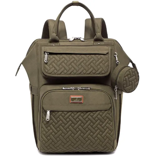 BabbleRoo Mochila para pañales, bolsa cambiadora de pañales multifunción con cambiador, correas para cochecito y funda para chupete, mochila de