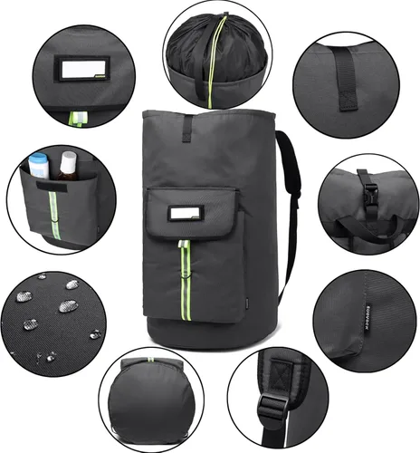 Miniatura 4 de mochila para colada, bolsas de lavandería extra grandes y resistentes, mochila para colada para estudiantes universitarios, cierre de cordón, Bolsa