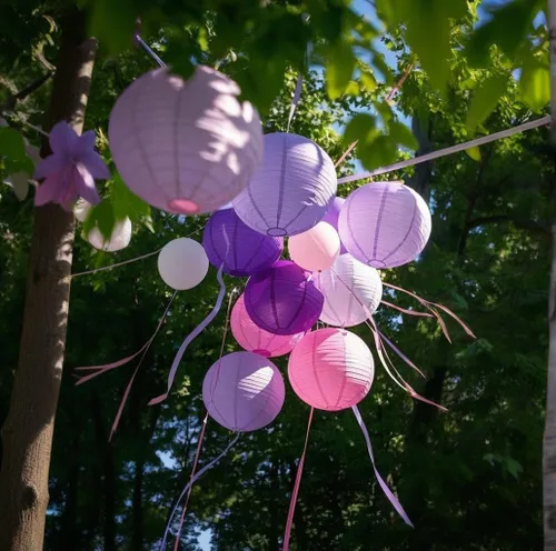 Miniatura 17 de Linternas de papel decorativas verdes y naranjas, 15 piezas, para colgar en fiestas de despedida de soltera, boda, cumpleaños, baby shower