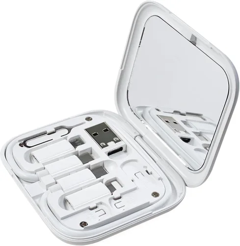 Miniatura 10 de Tarjeta de carga USB-C: kit de cable adaptador de carga múltiple USB con cable de 11.0 in, adaptadores USB C a A/Micro USB/luz, estuche de espejo