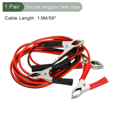 Miniatura 2 de YOKIVE 1 par de clip de cocodrilo doble con cable de prueba de puente de refuerzo Batería de conexión, ideal para equipos electrónicos