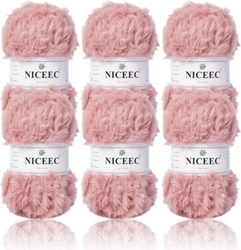 Miniatura 51 de NICEEC Hilo de Pelo Sintético Super Suave, Grueso y Esponjoso, Hilo de Pestañas para Crochet y Tejido (Longitud Total 192m/9.1kg) - Otoño/300g